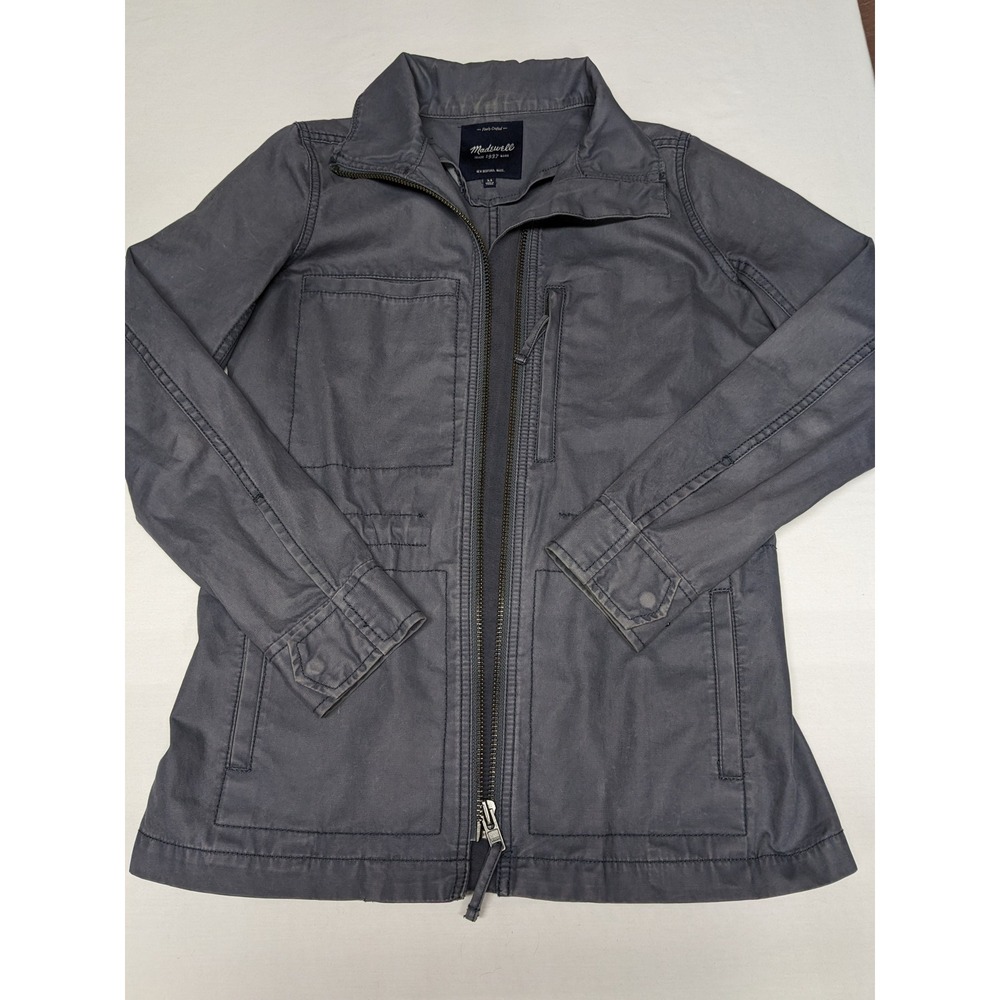 Madewell Womens Utility Field Jacket Slate‎ Grey Zip Front Cotton Twill XS